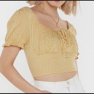 Nasty Gal Yellow Plaid Crop Too